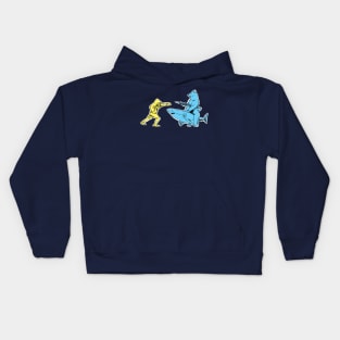 Man vs Bear who has a machine gun who rides a Shark Kids Hoodie